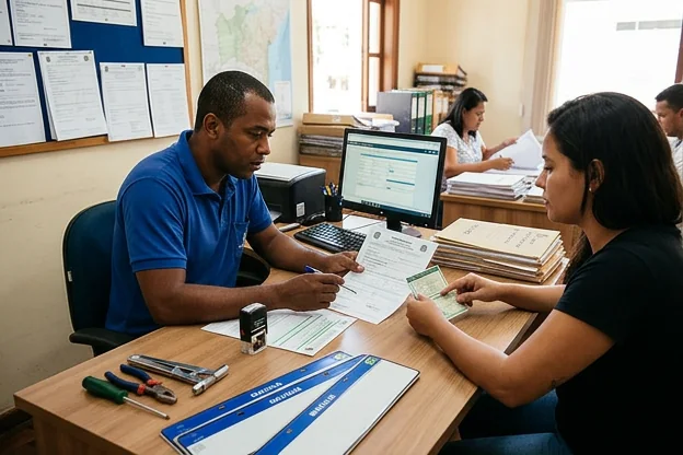 Atendimento ao cliente para emplacamento de veículos em um ambiente especializado em despachante.